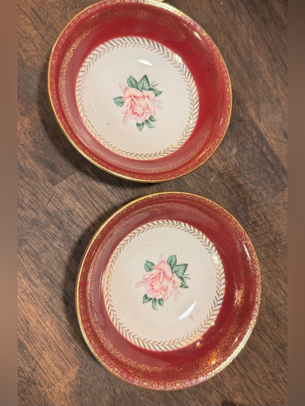 Vintage Homer Laughlin Lady Stratford Rimmed Soup Bowls Cabbage Rose - Set 2
